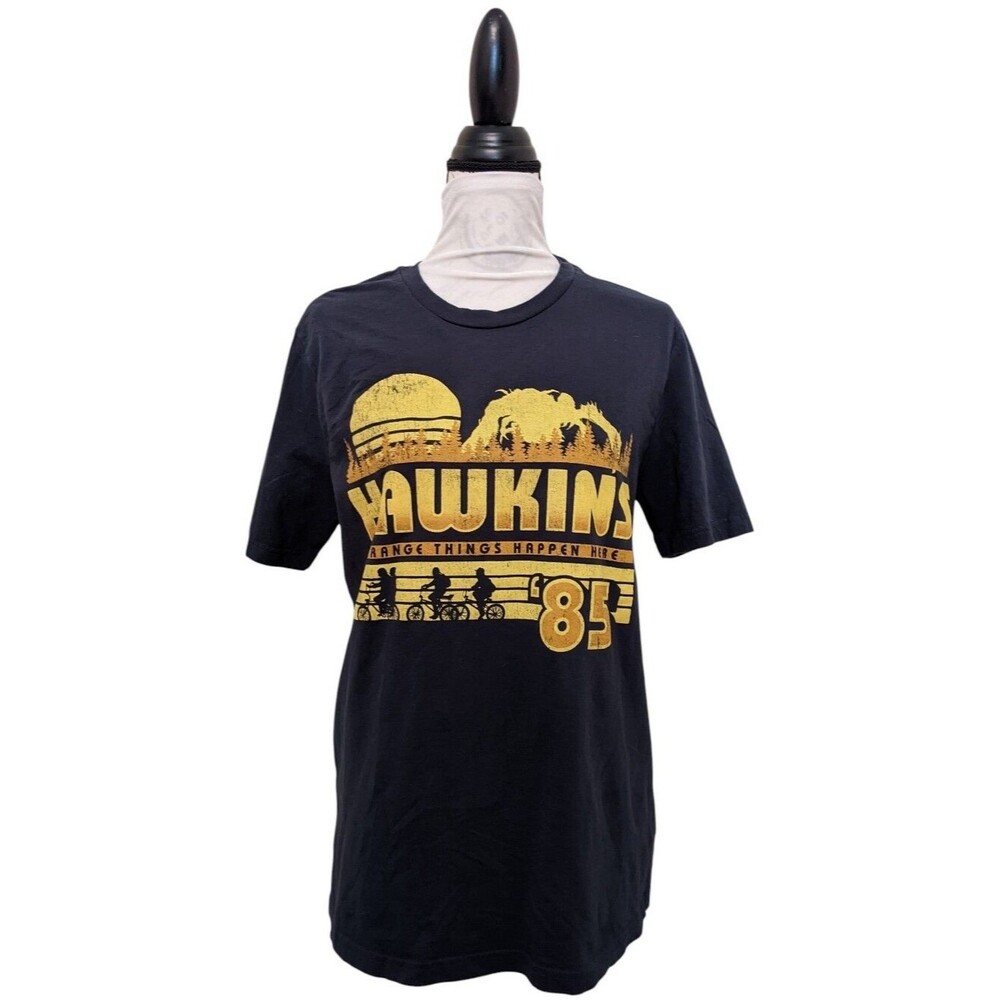 Stranger Things Hawkins 85 Tee Men Black Yellow Size Medium
